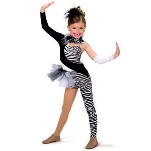Dance Costume Large Child Black White A Wish Come True 15723 Jazz Acro Zebra